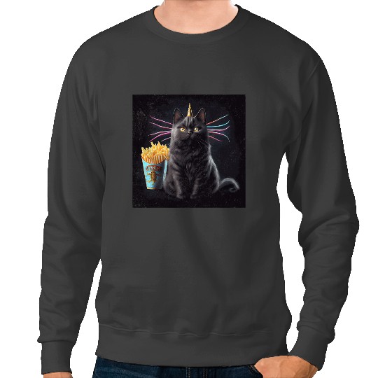 Cat Paws black cats Unicorns French Fries 3 Sweatshirts