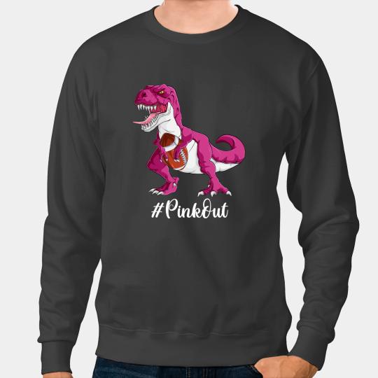 Dinosaur Dino Dino Football American Pink Dinosaur Football Boys Breast Cancer Pink Out Sweatshirts