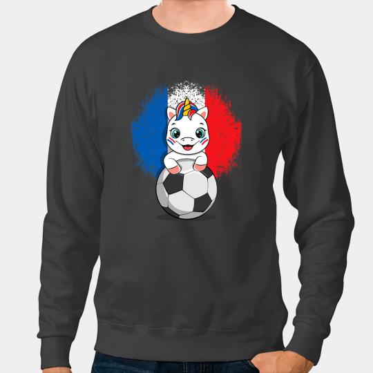 Unicorns France Unicorns With Soccer Ball French Flag Soccer Sweatshirts