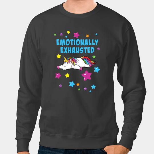 Unicorns Emotionally Exhausted Tired Unicorns with Stars Sweatshirts