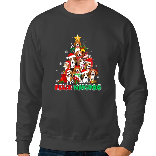 Feliz Navidog Feliz Navidad Christmas Beagle Dog Lovers Sweatshirts