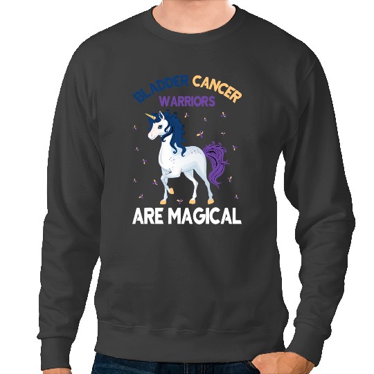 Unicorns Cute Bladder Cancer Warriors Are Magical Unicorns Ribbon Sweatshirts