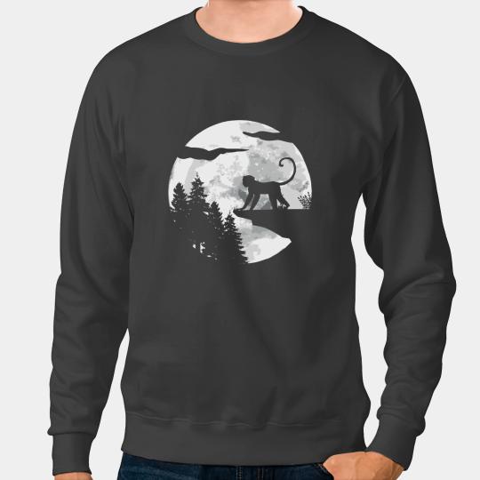 Monkey Lover Jungle Monkey Full Moon At Night Chimpanzee Sweatshirts