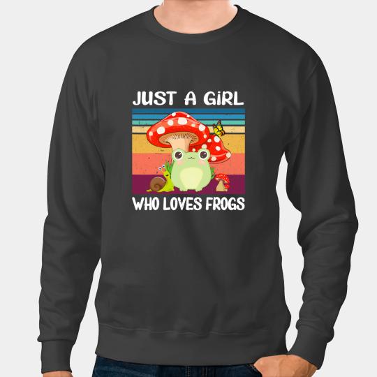 Frog Gift Just A Girl Who Love Frogs Teen Cute Frog Mushroom Sweatshirts