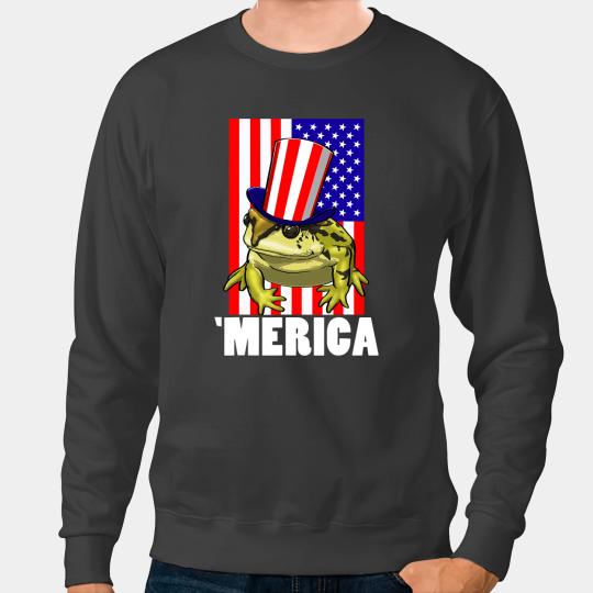 Frog Gift Merica American Flag Frog Funny Women Frog Love Sweatshirts