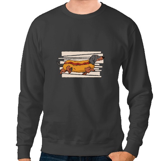 Wiener Hot Dog Dachshund Sausage Bun Ketchup Funny Dachshund Doxie Sweatshirts