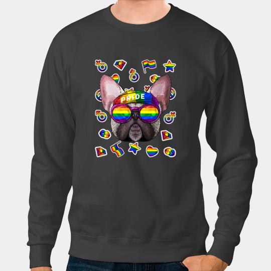 Frenchie Dog LGBT French Bulldog Gay Pride Month Dog Rainbow Lesbian French Bulldog Sweatshirts