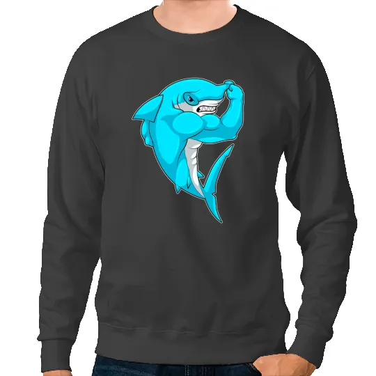Ocean Shark Hammerhead shark Bodybuilder Bodybuilding Sports Sweatshirts