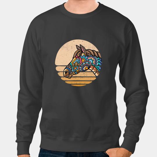 Funny Horse Tribal Abstract Art Native American Geometric Horses Sweatshirts