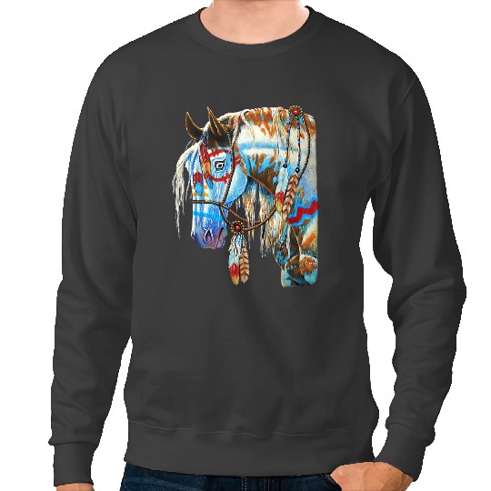 Funny Horse Native american horse Sweatshirts