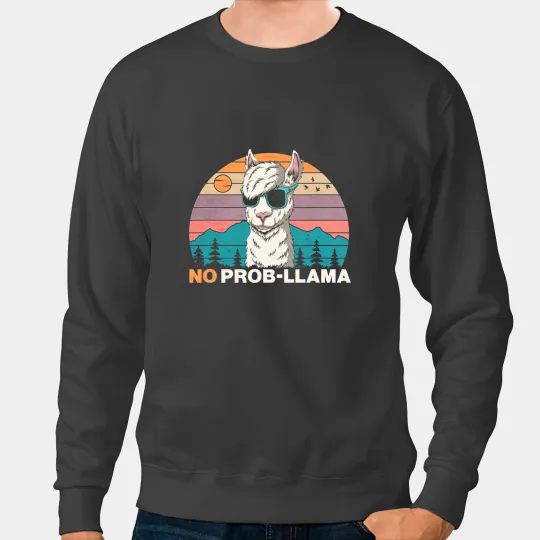 Lama Llama No Prob llama Retro funny funny alpaca gifts for men women Sweatshirts