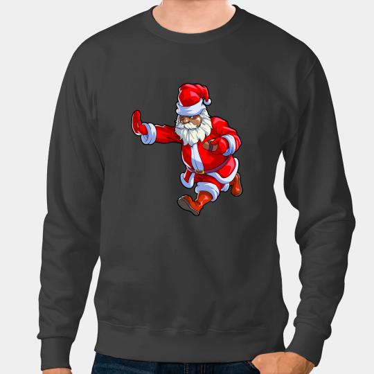 Football Gift Black African American Santa Claus Football Afro Christmas Sweatshirts