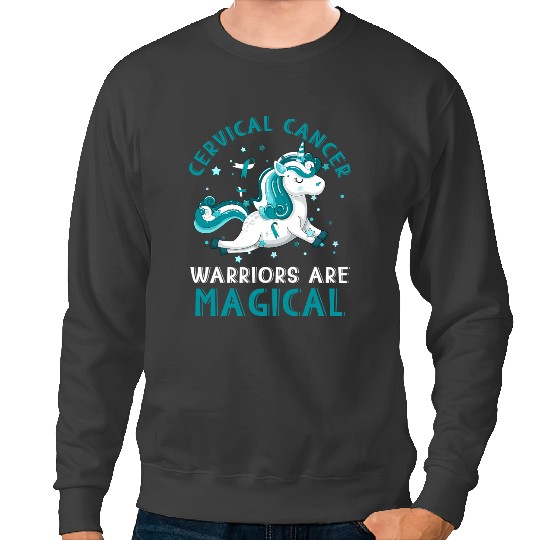 Unicorns Cervical Cancer Warriors Are Magical Unicorns Lovers Women Sweatshirts