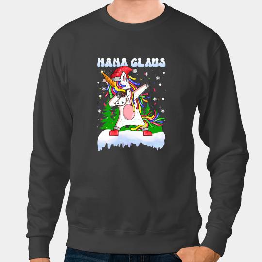 Unicorns Nana Claus Dabbings Unicorns Grandma Pajamas Christmas Lights Sweatshirts