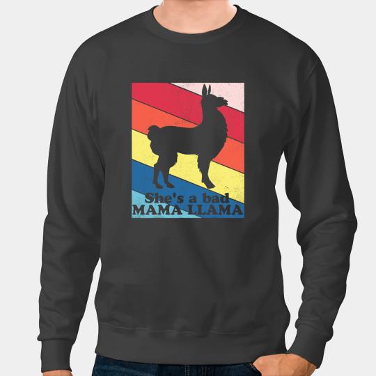 Lama Llama Retro Shes A Bad Mama Llama Funny Llamas Alpaca Lover Gift Sweatshirts
