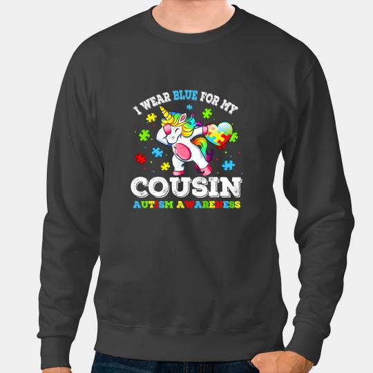Unicorns I Wear Blue For My Cousin Autism Dab Unicorns Puzzle Piece Sweatshirts