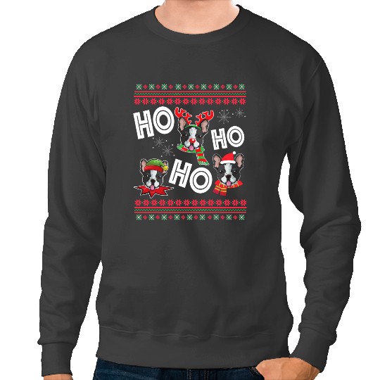 Dog Boston Terrier HO HO HO Boston Terrier Funny Dog Christmas Gift Sweatshirts