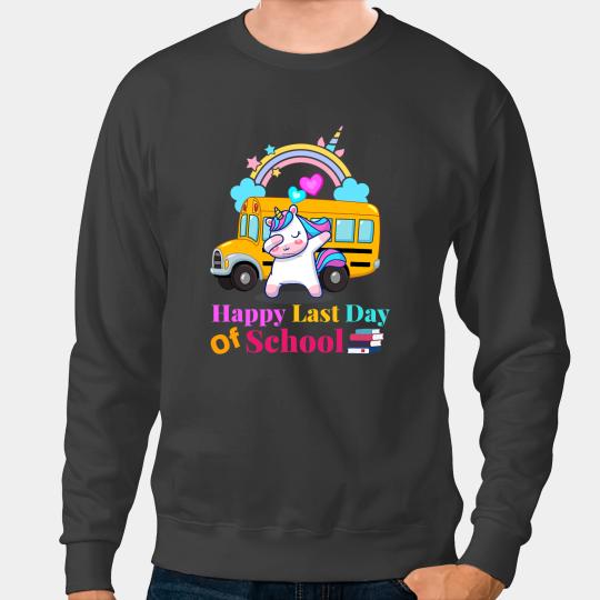 Unicorns Happy Last Day Of School Dabbings Unicorns School Bus Girls Sweatshirts