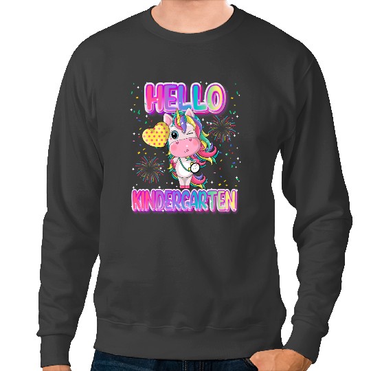 Unicorns Hello Kindergarten Unicorns Funny Back To School Kindergarten Sweatshirts