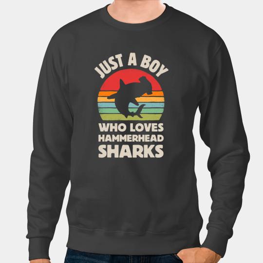 Ocean Shark Hammerhead Shark Just A Boy Who Loves Sea Animals Men Retro Sweatshirts
