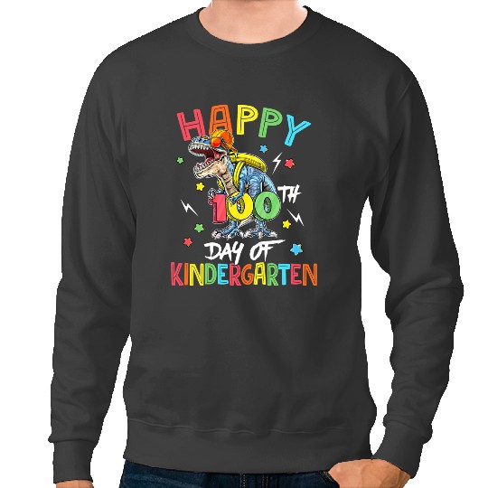 Dinosaur Dino Teacher Happy 100 Days of Kindergarten for Teacher Child T Rex Sweatshirts
