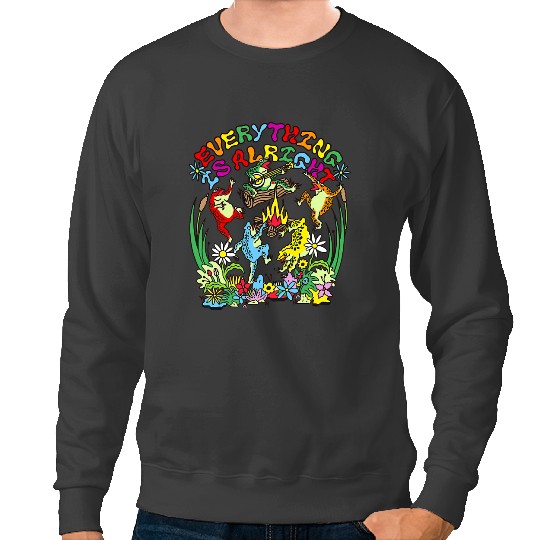 Frog Gift LGBT Everything Is Alright LGBT Pride Month Frog Rainbow Ally Sweatshirts