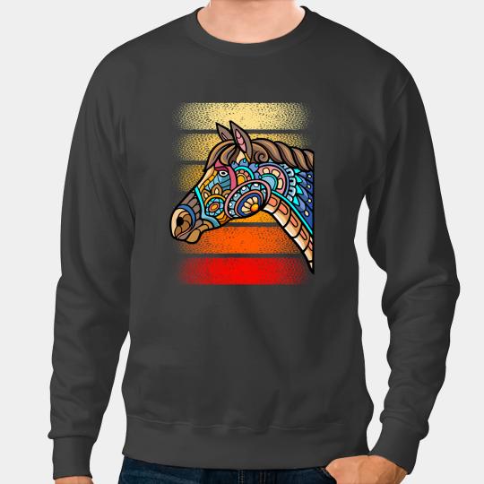Funny Horse Tribal Abstract Equestrian Horse Rider Horse Riding Sweatshirts