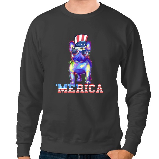 Frenchie Dog America Splash Frenchie Dog American French Bulldog Owner 60 French Bulldog Sweatshirts
