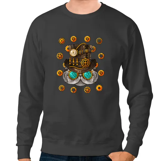 Steampunk Persian Cat Medieval Victorian Steam Powered Sweatshirts