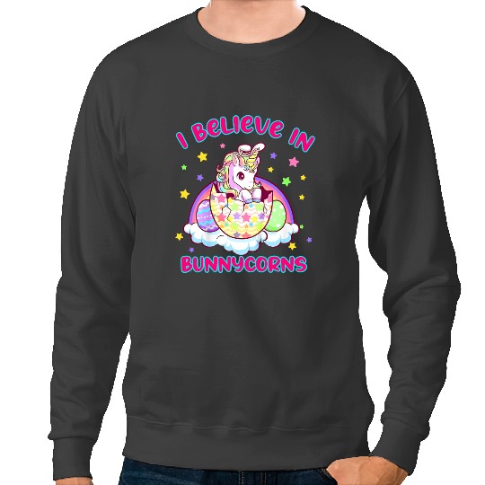 Unicorns I Believe In Bunnycorns Easter Egg Unicorns Happy Easter Sweatshirts