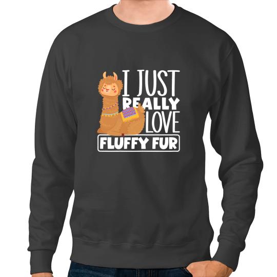 Lama Llama Womens Alpaca I Just Really Love Fluffy Fur Llama Sweatshirts