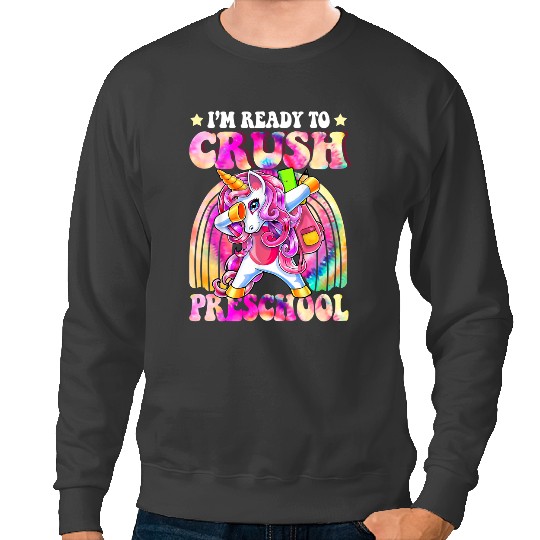 Unicorns Preschool Back To School First Day Tie Dye Sweatshirts