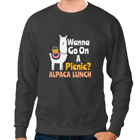 Lama Llama Wanna Go On A Picnic Alpaca Lunch Funny Alpaca Sweatshirts