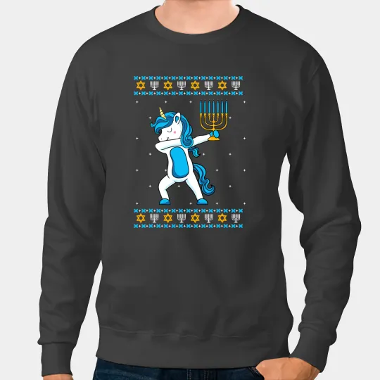Unicorns Hanukkah Unicorns Dabbings Chanukah Dab Dance Menorah Sweatshirts