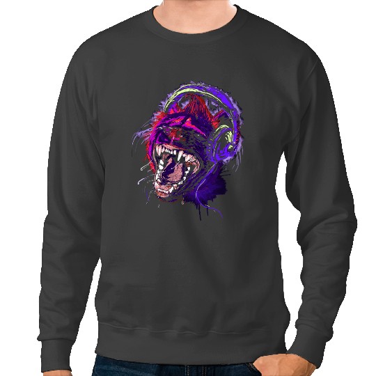 Monkey Lover Solid Jammin Monkey Rockin Headphones Music Sweatshirts