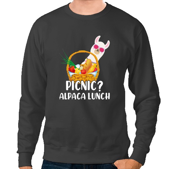 Lama Llama Picnic Alpaca Lunch Alpaca Wearing Sunglass Llama Picnic Sweatshirts