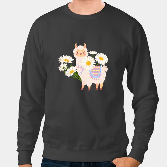 Lama Llama Womens Alpaca Daisy Flower Floral Llama Sweatshirts