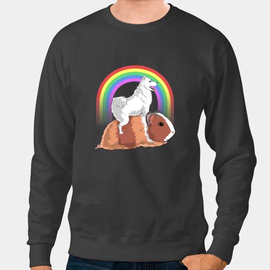 GP Guinea Pig Samoyed Dog Riding Guinea Pig Rainbow Cute Magical Animal Sweatshirts