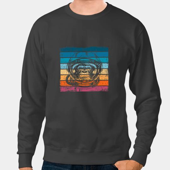 Monkey Lover with Astronauts Helmet Retro Vintage Sweatshirts