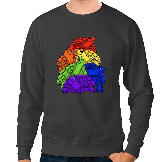 KV9 Turtle LGBT Gay Pride Rainbow Flag Turtle Stack LGBT Sweatshirts