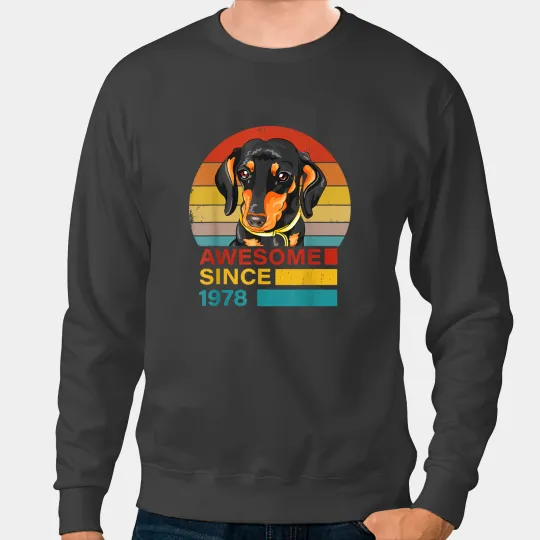 Wiener 1978 Birthday Funny vintages Dachshund Retro Sunset Dachshund Doxie Sweatshirts