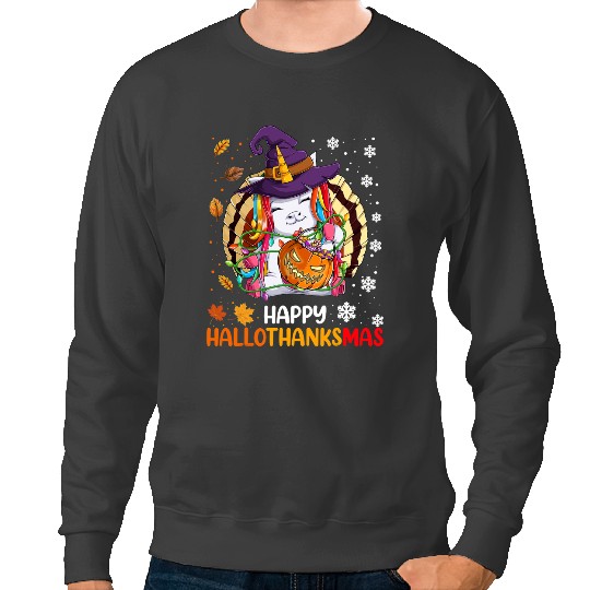 Unicorns Thanksgiving Unicorns Halloween s Happy Hallothanksmas Sweatshirts