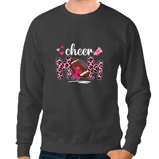 Football Gift Cheer Football Cheerleading Mom Of Both Pink Breast Sweatshirts