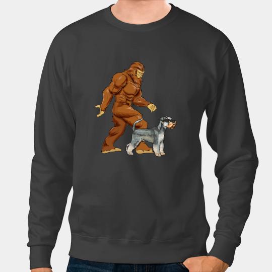 Funny bigfoots Walking Miniature Schnauzer Sasquatch Dog Sweatshirts