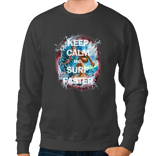 Ocean Shark Keep Calm and Surf Faster Shark Attack Sweatshirts