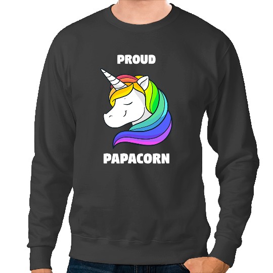 Unicorns Proud Papacorn Rainbow Flag Cute Unicorns Art Gay Pride Month Sweatshirts