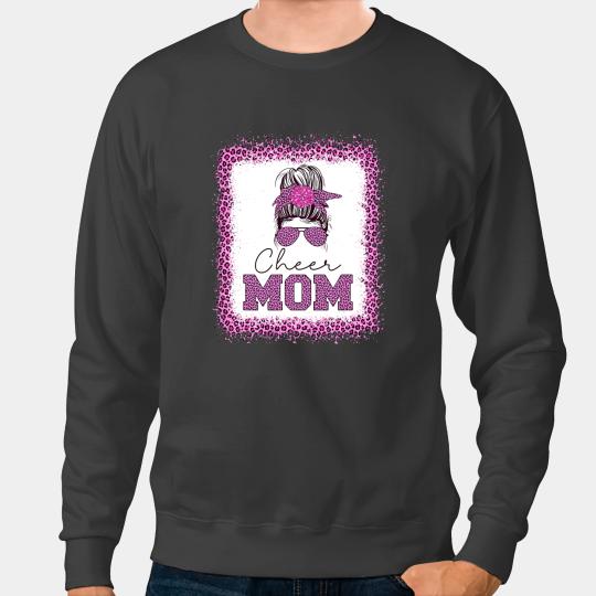 Football Gift Cheer Football Cheerleading Mom Of Both Messy Hair Bun 6 Sweatshirts