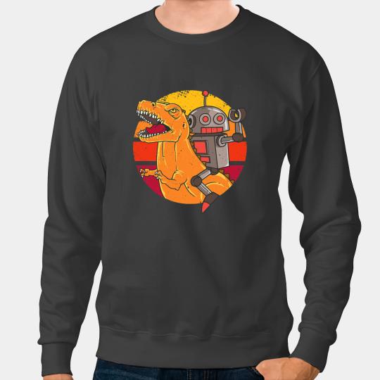 Dinosaur Dino TRex Robot Dinosaur Bot vintages Retro Tyrannosaurus Dino Sweatshirts