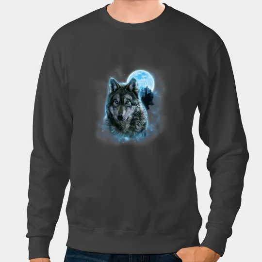 Wolves wolfs Grey wolfs Hunting Ground Icy Moon Forest Galaxy 7 Coyote Coyote Sweatshirts