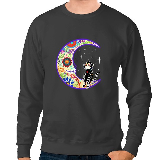 Monkey Lover Dia de Los Muertos Skeletons Sugar Skull Sweatshirts